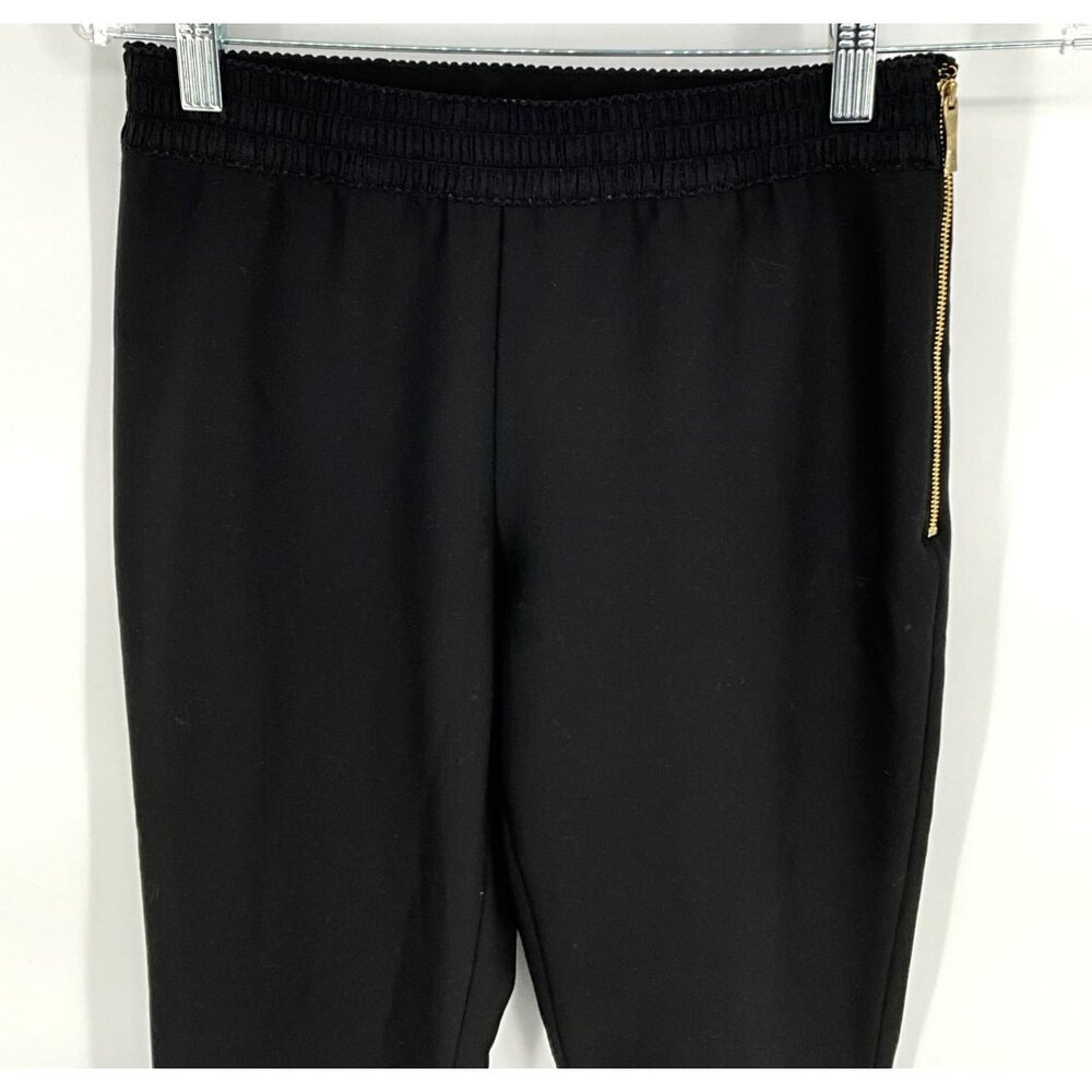 Kate Spade Black‎ Elastic Waist Trousers Side Gold Tone Zipper Size 2